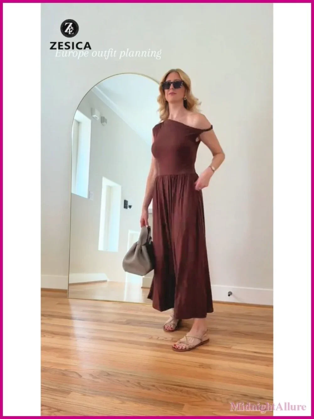 Sleeveless One Shoulder Maxi Dress with Pockets Flowy Formal